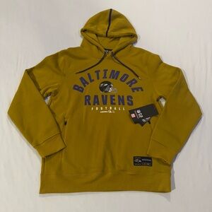 NWT NFL Baltimore Ravens Gold Pullover Hoodie Zipper Pockets Men’s M Official